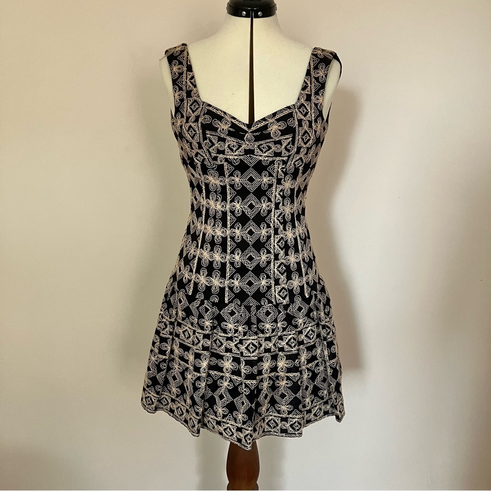 Nanette Lepore Embroidered Drop Waist Cocktail Dress